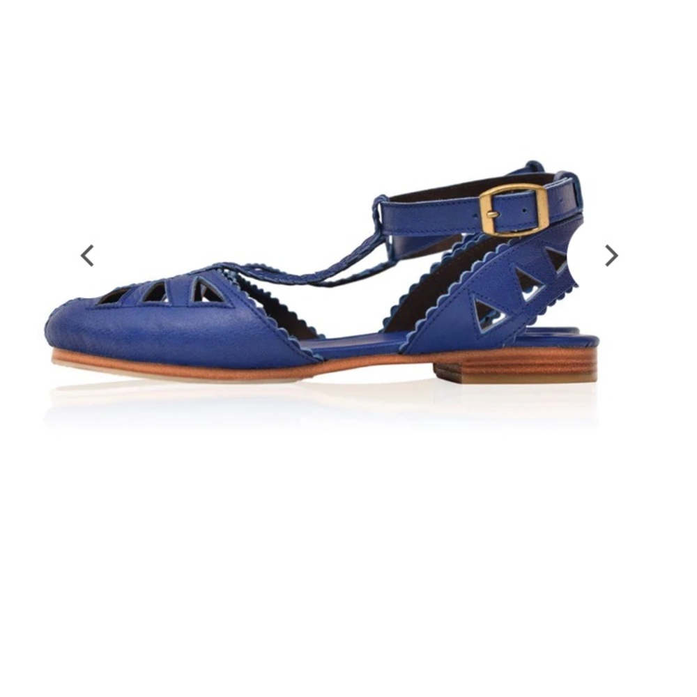 Beautiful handmade blue leather sandals (ELF)